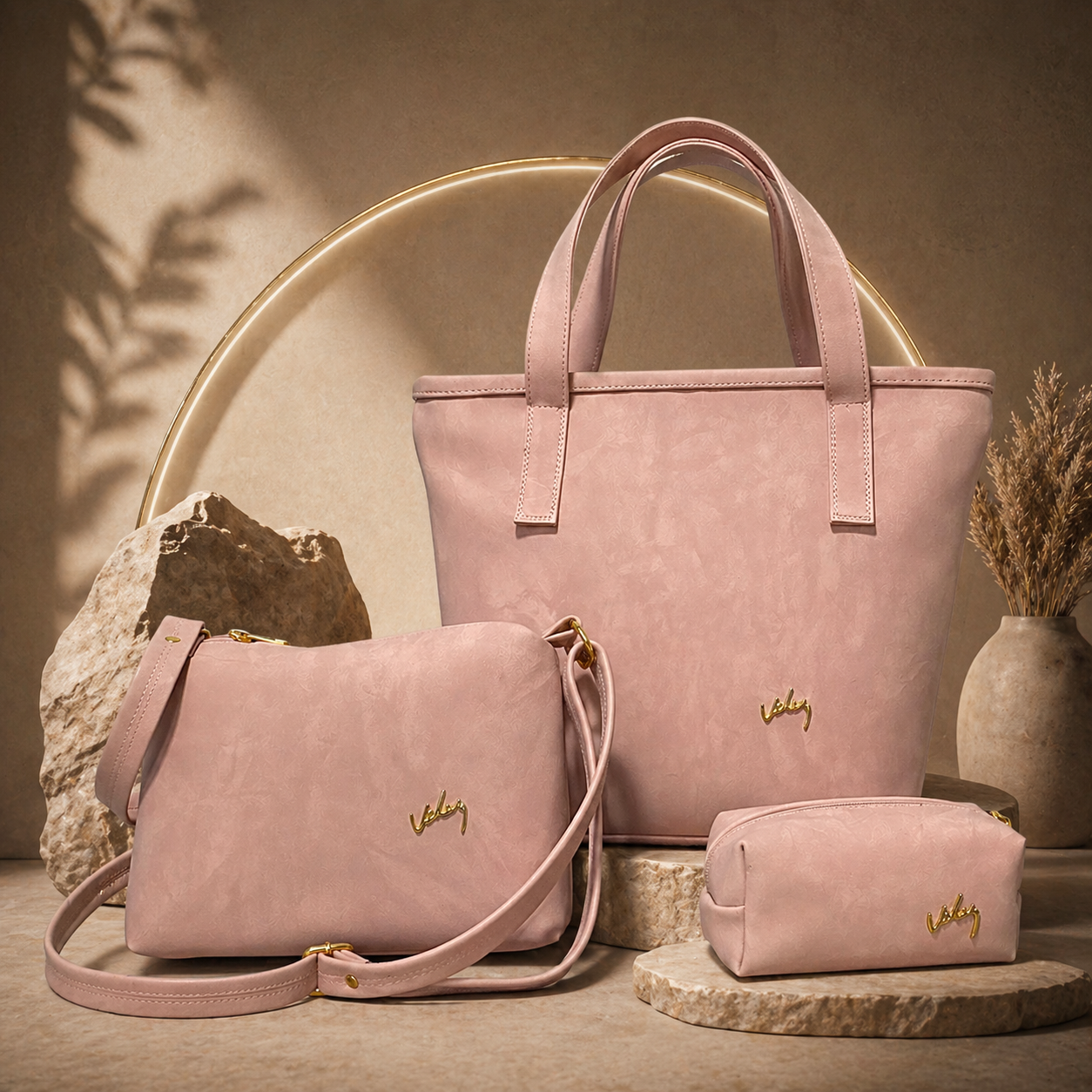 Vélez Trío de Bolsas Femininas em Couro Legítimo