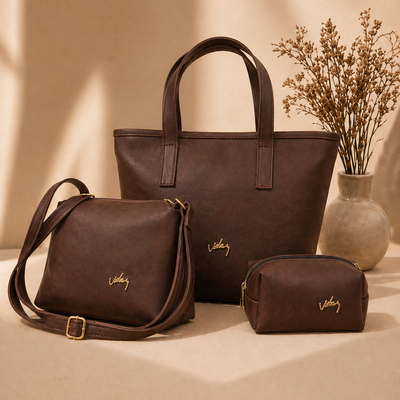 Vélez Trío de Bolsas Femininas em Couro Legítimo