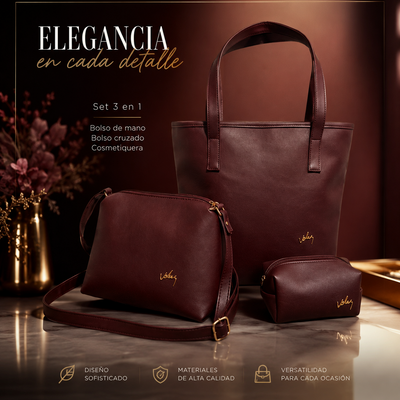 Vélez Trío de Bolsas Femininas em Couro Legítimo