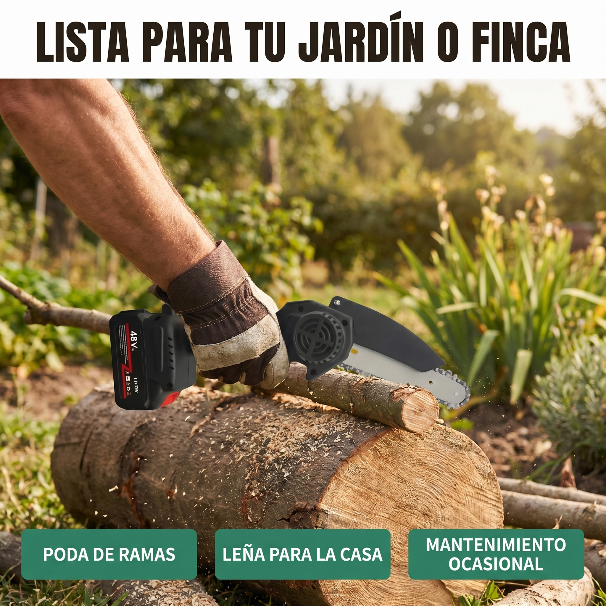 Motosierra Eléctrica a Batería — Sin Aceite, Sin Gasolina