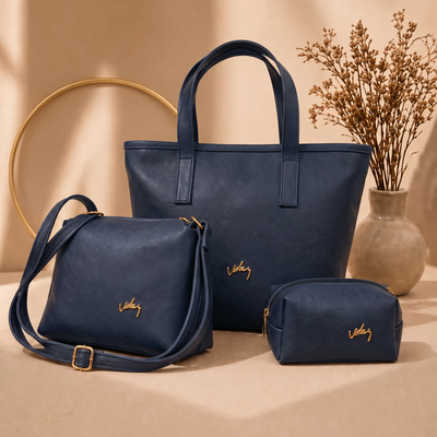 Trío de Bolsos Vélez en Cuero Legítimo – Set 3 en 1 (Bolso, Carriel y Cosmetiquera)